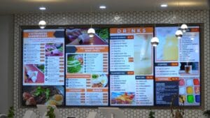 Bright-colored electronic menu template, making a deep impression on customers