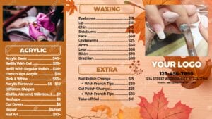 Digital price board template for restaurants in autumn 