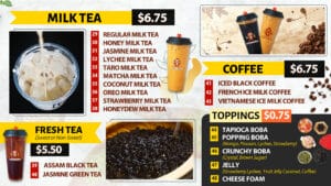 Các ví dụ thành công của việc sử dụng Digital Menu Boards trong tiệm Boba Tea