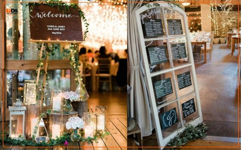 Decorating the dining table and reception area 