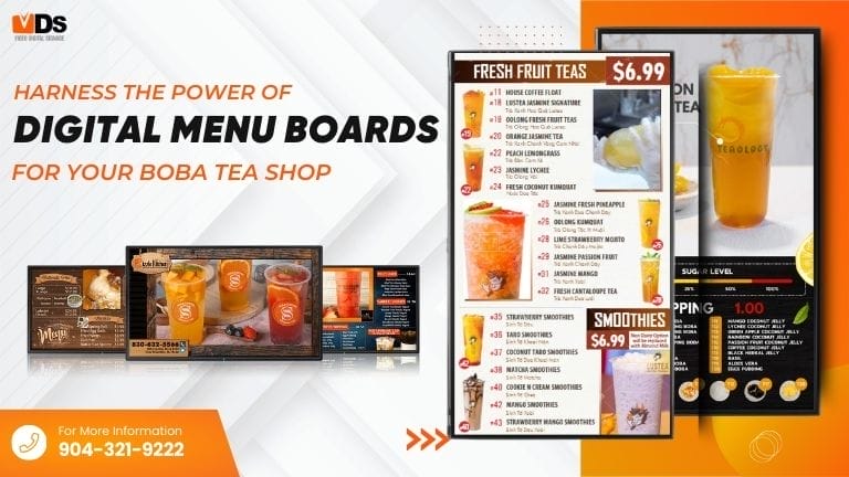 Digital menu boards for Boba Tea shop