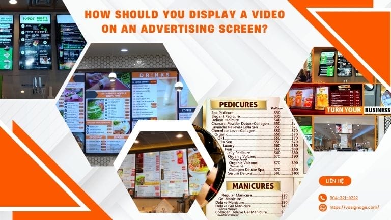 How should display a video on an advertising screen?